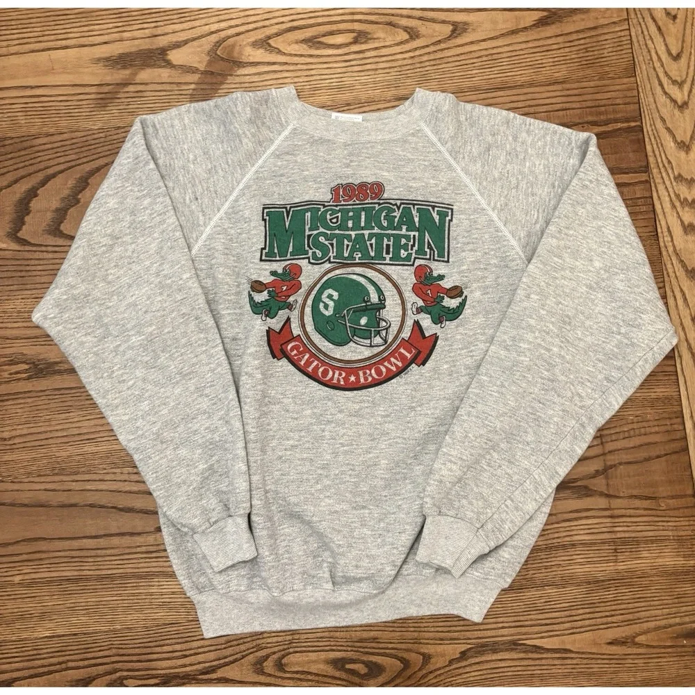 Vintage 1989 Michigan State Football Gator Bowl‎ Crewneck Sweatshirt Size XL